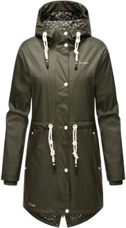 dames regenjas Flower of Ocean – Waterdicht & Trendy Groen - XS