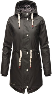 dames regenjas Flower of Ocean – Waterdicht & Trendy Zwart