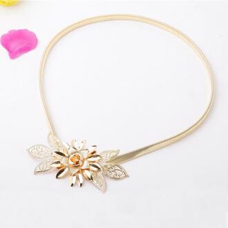 Dames Riemen Voor Vrouwen Metalen Riem Bloem Elastische Band Taille Riem Luxe Zilveren Gouden Ketting Stretch Elastische Riem Taille
