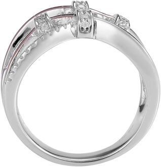 Dames Ringen van 925 Sterling Zilver - Zilver/Roze ZR-7450 Zilver en roségoud