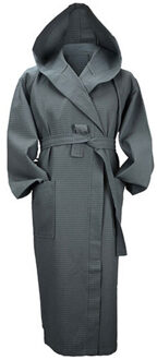 Dames robezz wafel ochtendjas met capuchon Grijs - XXXL