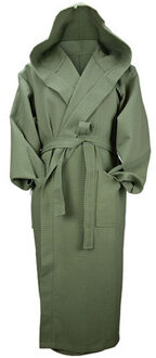 Dames robezz wafel ochtendjas met capuchon Groen - 4XL