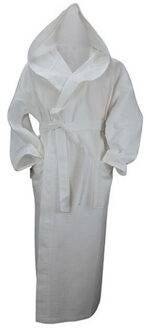 Dames robezz wafel ochtendjas met capuchon Wit - 4XL