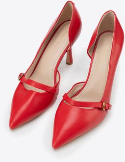 Dames rode leren pumps met bandje - maat Rood