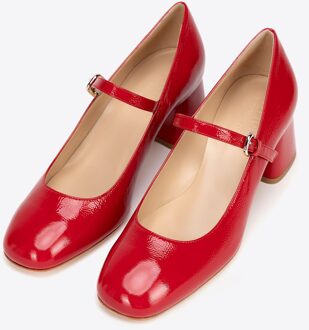Dames rode leren pumps met bandje Rood - EU 39
