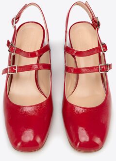 Dames rode leren pumps met bandjes Rood