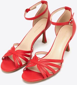 Dames rode leren sandalen met hoge hak Rood