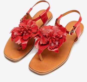 Dames rode sandalen van echt leer Rood