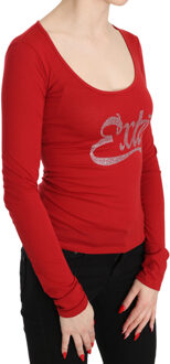 Dames Rood Exte Versierd Lange Mouwen Top Zwart - EU 34 / UK 6