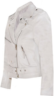 Dames rundleer bikerjack-Mansfield - maat EU 40 / UK 12 Wit