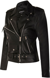 Dames rundleer bikerjack-Mansfield - maat Zwart