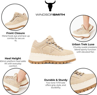 Dames Sand Brown Suede Chunky Platform Sneakers Trainers - Ultimatum Bruin - EU 42 / UK 8