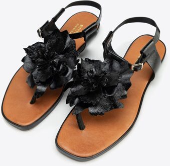 Dames sandalen van echt leer zwart echt leer