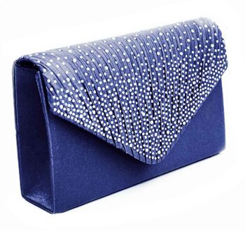 Dames Satin Koppelingen Avondtassen Crystal Bling Handtassen Wedding Party Purse Envelop Dames Portemonnee Clutch Bag # YL10 blauw