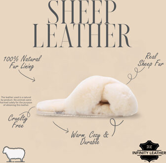 Dames schapenvacht pantoffels beige warme winter bont crossover - Snowbelle - EU 36