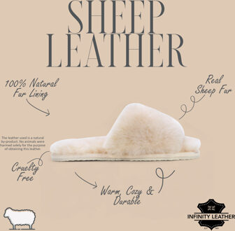 Dames schapenvacht pantoffels beige warme winter bont slippers - Nordic - EU 37