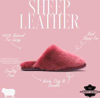 Dames schapenvacht pantoffels bordeauxrood warme winterbont muiltje - Aurora Bourgogne - EU 39