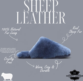 Dames schapenvacht pantoffels marineblauw warme winterbont muiltje - Aurora Navy