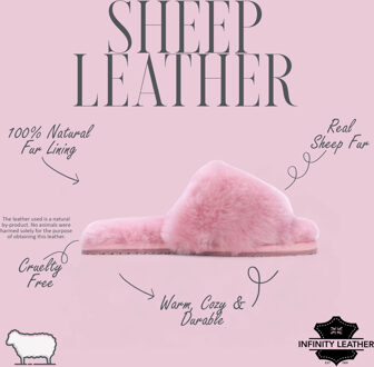 Dames schapenvacht pantoffels roze warme winter bont slippers - Nordic - EU 42