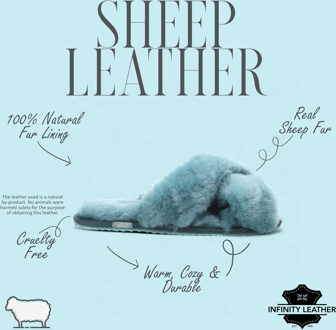 Dames schapenvacht pantoffels Teal Warm Winter Fur Crossover - Snowbelle Blauw - EU 41