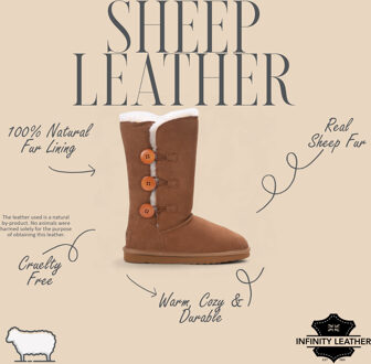 Dames schapenvacht suède bruine knoop warme winterlaarzen - Willow