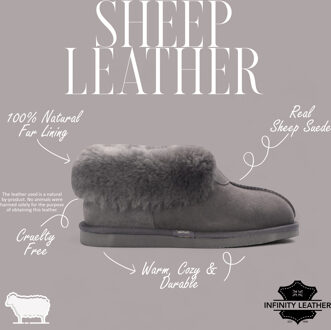 Dames schapenvacht suède enkellaarsjes grijs instapper winter - Glacier