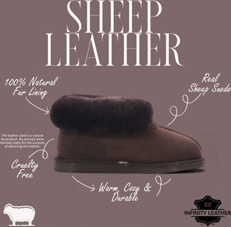 Dames schapenvacht suède enkellaarsjes in bruin met instappers voor de winter - Glacier - EU 38