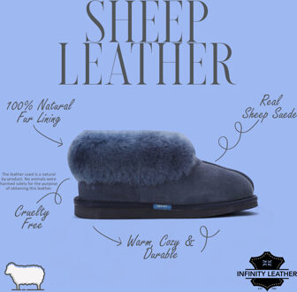 Dames schapenvacht suède enkellaarsjes marineblauw instapper winter - Glacier Navy - EU 41