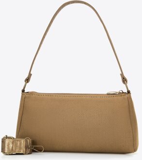 Dames schoudertas met zakken khaki katoen - maat Kaki