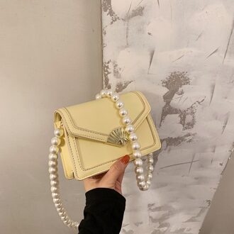 Dames Schoudertas Parel Schoudertas Koreaanse Stijl Kleine Verse Messenger Kleine Vierkante Tas geel
