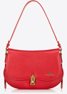 Dames schoudertas van natuurleer rood natuurleer