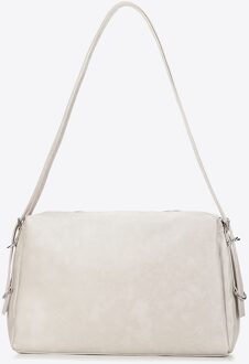 Dames shopper met decoratieve banden, gebroken wit, eco-leer - maat