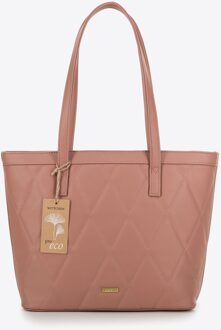 Dames shopper van eco-leer met stiksel Roze - One Size