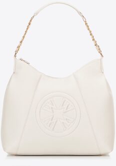 Dames shopper van imitatieleer, crème, eco-leer - maat