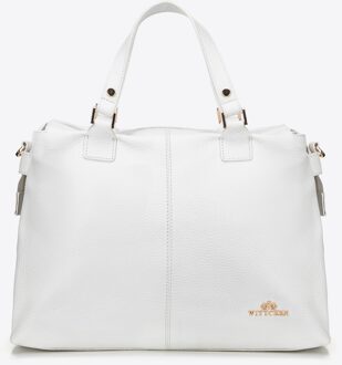 Dames shopper van leer, twee compartimenten, wit - maat