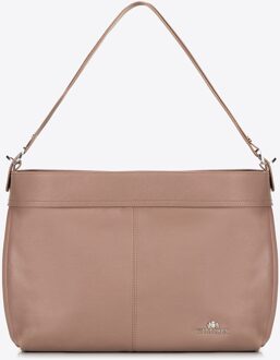 Dames shopper van natuurleer met afneembaar handvat, beige - maat