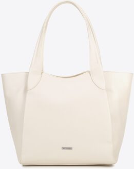 Dames shopper van zacht eco-leer crème eco-leer