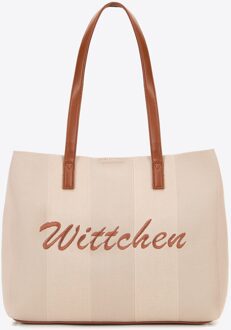 Dames shoppertas met eco-leren elementen, beige en bruin - maat