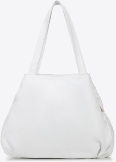 Dames shoppertas van natuurlijk erwtenleer, wit