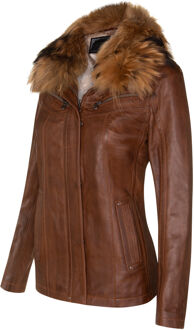 Dames slim fit leren parkerjack-Millom Bruin - EU 36 / UK 8