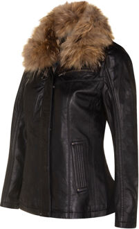 Dames slim fit leren parkerjack-Millom Zwart - EU 38 / UK 10