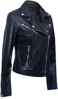 Dames slim leren bikerjack-Matlock - maat EU 52 / UK 24 Zwart