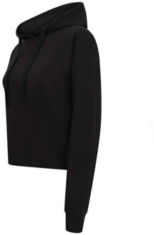 Dames slounge cropped hoodie Zwart - L