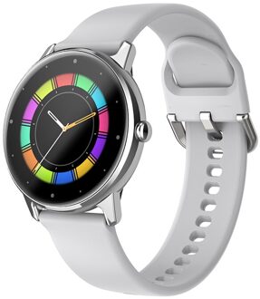 Dames Smart Horloge IP68 Waterdichte Fitness Tracker Hartslagmeter Full Screen Smart Horloge Voor Xiaomi Android Ios Silicone wit