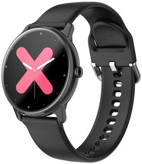 Dames Smart Horloge IP68 Waterdichte Fitness Tracker Hartslagmeter Full Screen Smart Horloge Voor Xiaomi Android Ios Silicone zwart