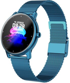 Dames Smart Horloge IP68 Waterdichte Fitness Tracker Hartslagmeter Full Screen Smart Horloge Voor Xiaomi Android Ios staal blauw