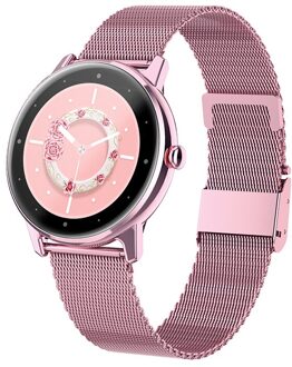 Dames Smart Horloge IP68 Waterdichte Fitness Tracker Hartslagmeter Full Screen Smart Horloge Voor Xiaomi Android Ios staal roze