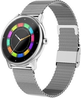 Dames Smart Horloge IP68 Waterdichte Fitness Tracker Hartslagmeter Full Screen Smart Horloge Voor Xiaomi Android Ios staal zilver