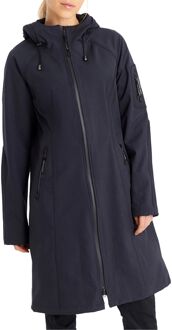 Dames Softshell Regenjas Donkerblauw Lang - waterafstotend