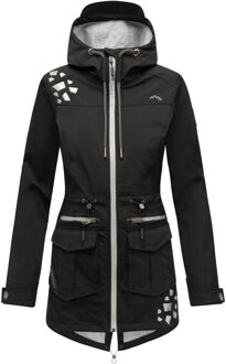 dames softshelljas – Ulissaa met capuchon & reflecterende details - maat S Zwart